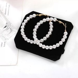 Big Pearl Circle Earrings